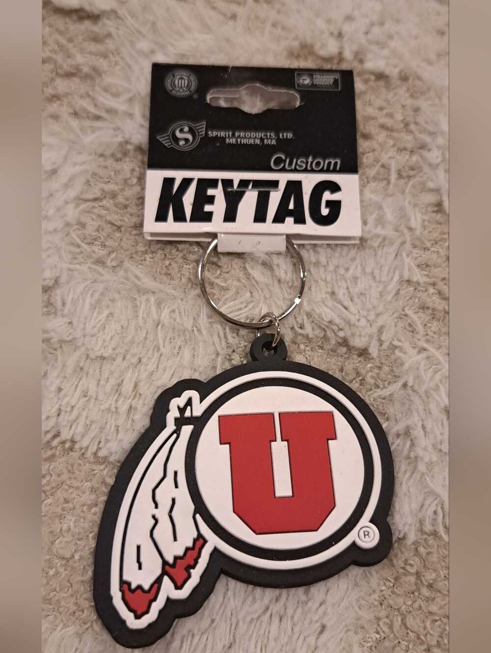 University of Utah Utes PVC keychain made by Spirit Products Ltd..